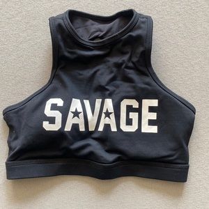 Savage Barbell High Neck Black Sports Bra